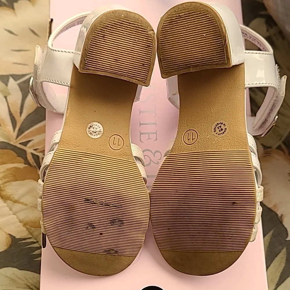 Chrisrie & Jill White Leather Sandals with Ankle Strap - Picture 3 of 3